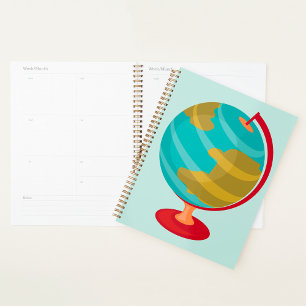 Retro Globe Illustration Vintage Earth Map  Planner