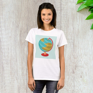 Retro Globe Illustration Vintage Earth Map  T-Shirt