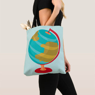 Retro Globe Illustration Vintage Earth Map  Tote Bag