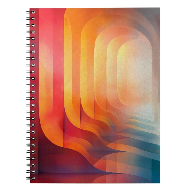Retro Glow Arches – Abstract Mid-Century Notebook (Front)
