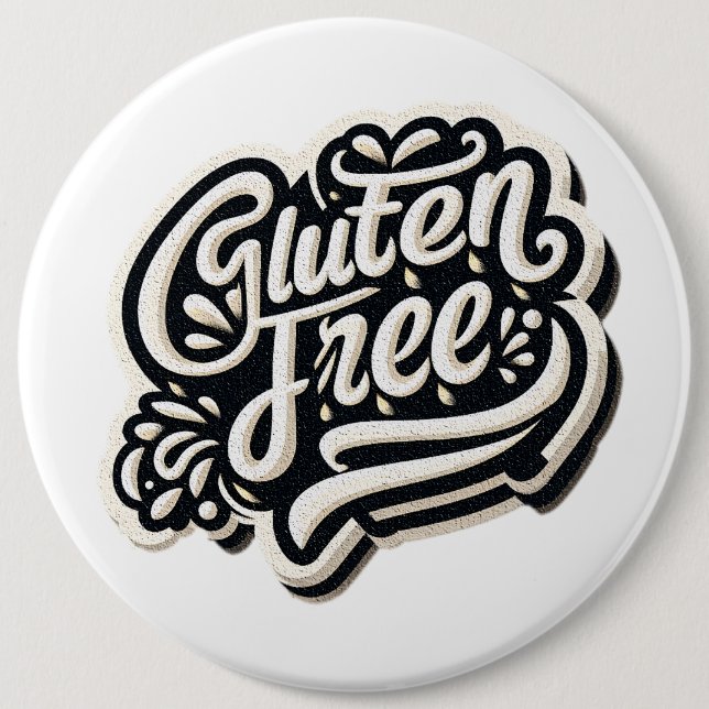 Retro Gluten Free Typography Script Graphic 6 Cm Round Badge (Front)