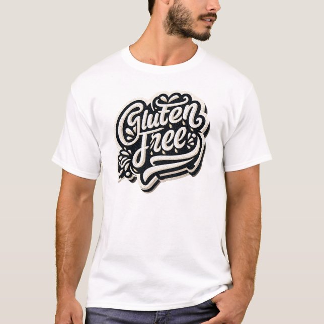 Retro Gluten Free Typography Script Graphic T-Shirt (Front)