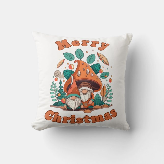 Retro Gnome Christmas Cushion (Front)