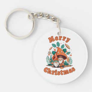 Retro Gnome Christmas Key Ring
