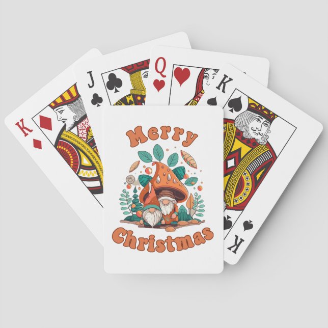 Retro Gnome Christmas Playing Cards (Back)