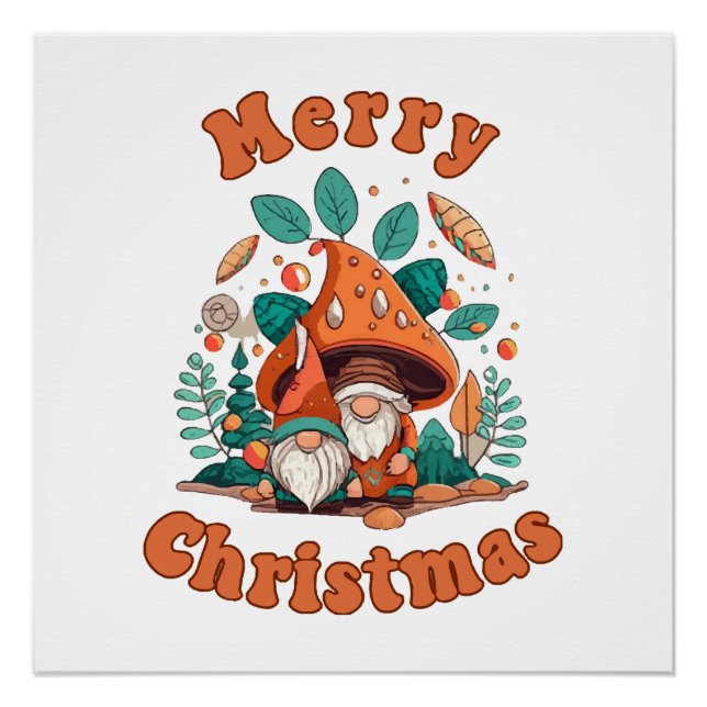 Retro Gnome Christmas Poster (Front)