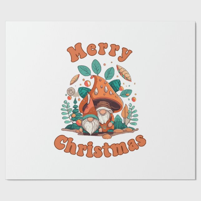 Retro Gnome Christmas Wrapping Paper (Flat)