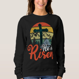 Retro God Jesus He Risen Christian 2022 Happy East Sweatshirt