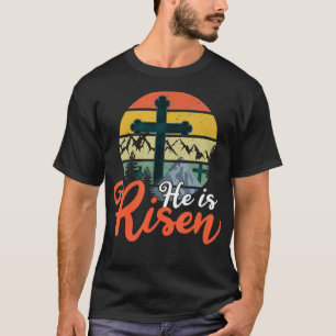 Retro God Jesus He Risen Christian 2022 Happy East T-Shirt