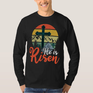 Retro God Jesus He Risen Christian 2022 Happy East T-Shirt