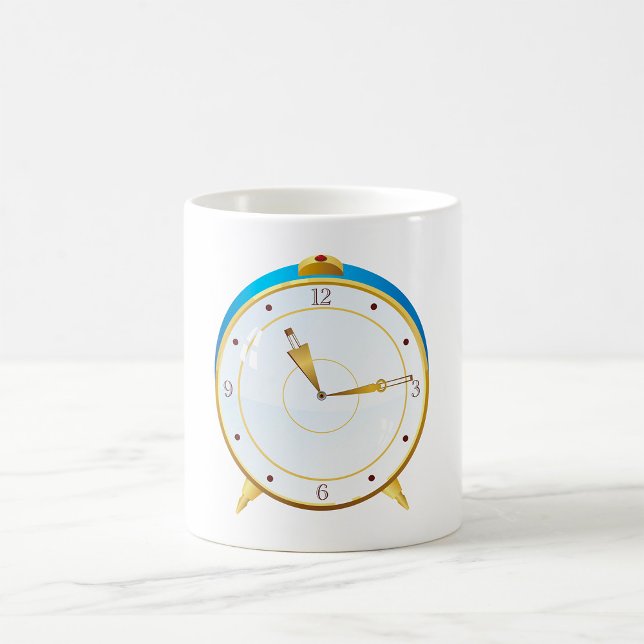 Retro Gold Alarm Clock with Blue Trim Timepiece  Coffee Mug (Creator Uploaded)