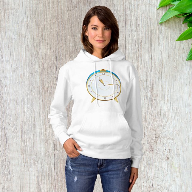Retro Gold Alarm Clock with Blue Trim Timepiece  Hoodie (Creator Uploaded)