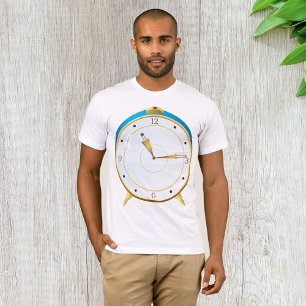 Retro Gold Alarm Clock with Blue Trim Timepiece  T-Shirt