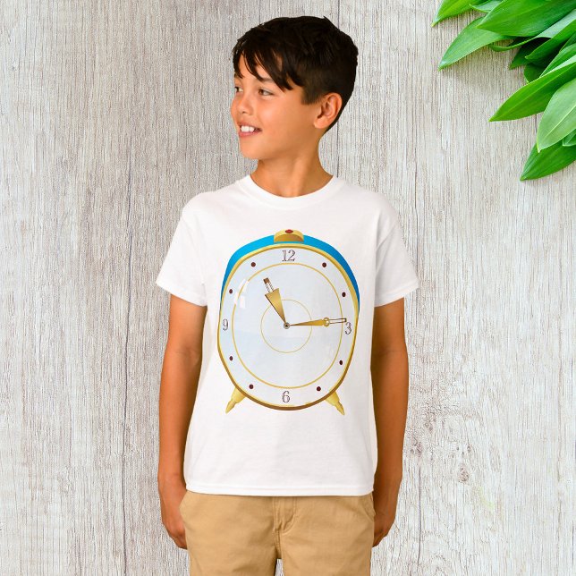 Retro Gold Alarm Clock with Blue Trim Timepiece  T-Shirt (Creator Uploaded)