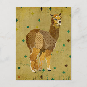 Retro Gold Alpaca Postcard
