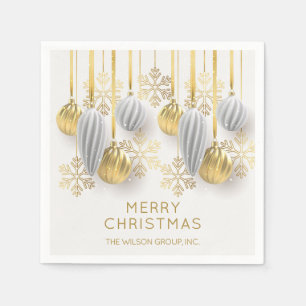 Retro Gold and Silver Christmas Ornaments  Napkin