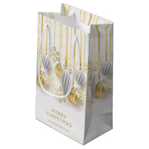 Retro Gold and Silver Christmas Ornaments  Small Gift Bag