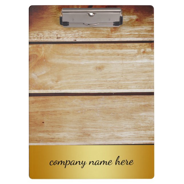 Retro Gold Badge Beige Bamboo Texture Pattern Clip Clipboard (Front)