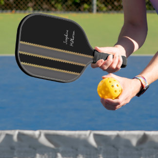 Retro Gold, Black and Grey personalise with Name Pickleball Paddle
