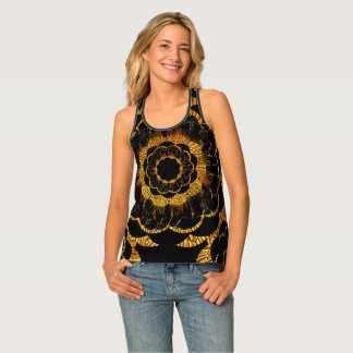 Retro Gold Black Mandala by Sequin Dreams Studio Singlet