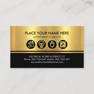 Retro Gold Black Stripes Letter E Electrical Business Card