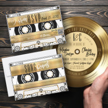 Retro Gold Cassette Tape Wedding Invitation RSVP