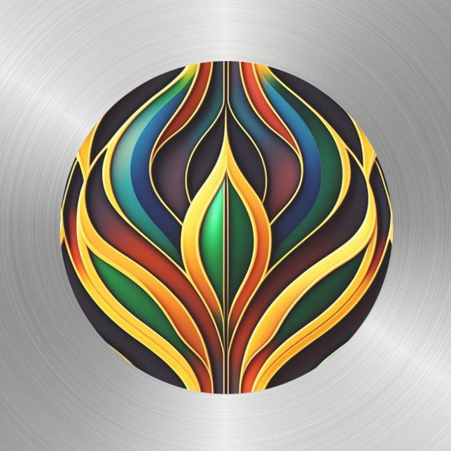 Retro Gold Colourful Art Deco Illustration Classic Round Sticker (Creator Uploaded)