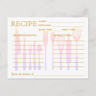 Retro Gold Confetti Bridal Shower Recipe Cards