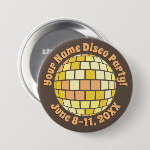 Retro Gold Disco Ball PERSONALIZED Button