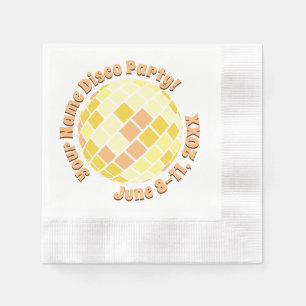 Retro Gold Disco Ball PERSONALIZED Napkin