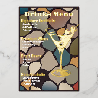Retro Gold-Foiled Beverage Menu