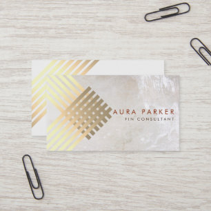 Retro Gold Geometrical Finance Construction Business Card