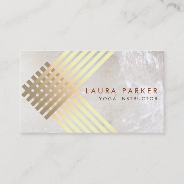 Retro Gold Geometrical Finance Construction Business Card (Front)