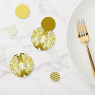 Retro Gold Green Damask Wedding Confetti