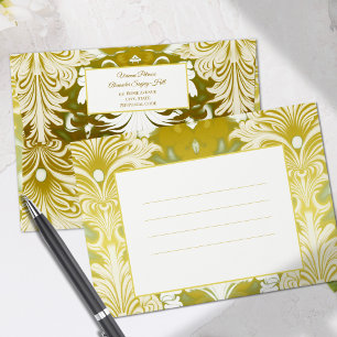 Retro Gold Green Damask Wedding Envelope