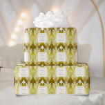 Retro Gold Green Damask Wedding Wrapping Paper<br><div class="desc">Retro Gold Green Damask Wedding Suite. An elegant damask pattern with an art deco and retro vibe. This wedding suite includes stationery essentials such as formal wedding invitations, "Save the Date" and "Thank you" cards as well as a variety of complementary accessories such as napkins, coasters, table numbers, menu, program...</div>