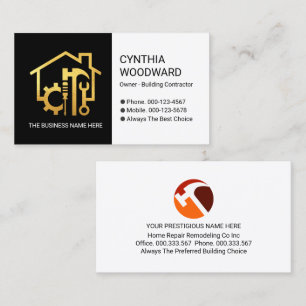 Retro Gold Handyman Tools Building Business Card