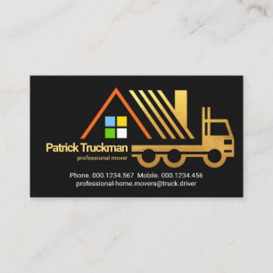 Retro Gold Home Moving Truck #ZazzleMade Business Card
