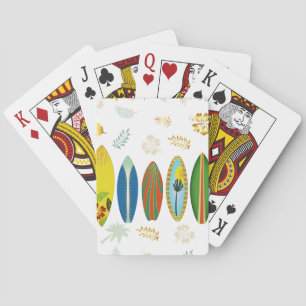 Retro Gold Tropical Coastal Surfboards Playing Cards