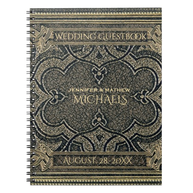 Retro Gold Vintage Look Guest Book (Front)