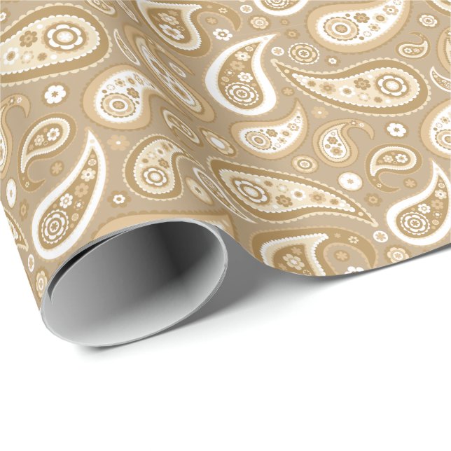 Retro Golden Brown Paisley Pattern Wrapping Paper (Roll Corner)