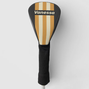 Retro Golden Horizon Pin Stripes with Name Golf Head Cover