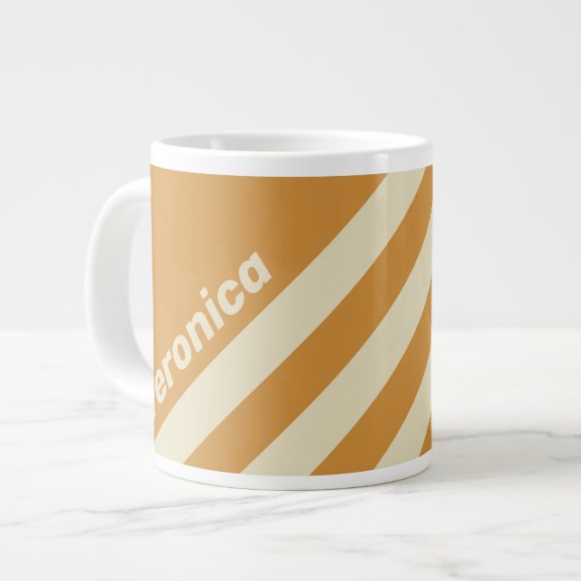 Retro Golden Horizon Three Stripes with Name Large Coffee Mug (Front Left)