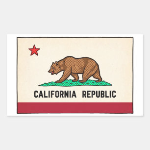 Retro Golden State Bear California Republic Rectangular Sticker
