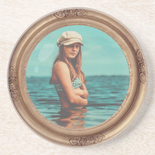 Retro Golden Stylish Portrait Photo display Coaster