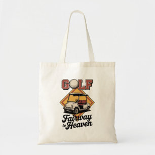 Retro Golf Cart Fairway To Heaver Funny Golfing Tote Bag