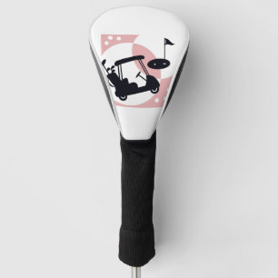 Retro golf cart in black & pink golf head cover