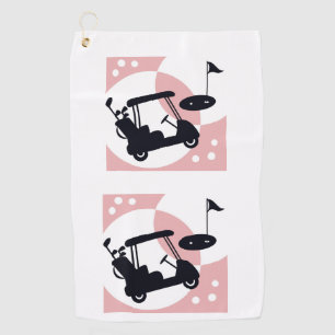 Retro golf cart in black & pink towel