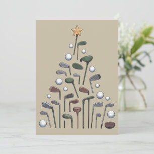 Retro Golf Club Christmas Tree Golfing X-mas Holiday Card