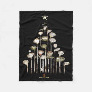 Retro Golf Club Christmas Tree Golfing Xmas Golfer Fleece Blanket